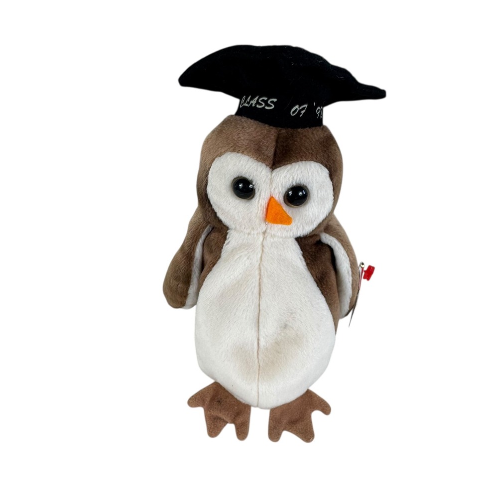 Ty Beanie Babies Wise the Owl "Class of 1998"‎ Graduation Plush Toy Retired Vtg